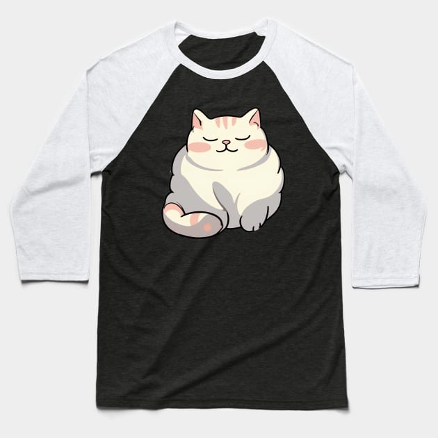 Chubby sleepy cat Baseball T-Shirt by InkPulse